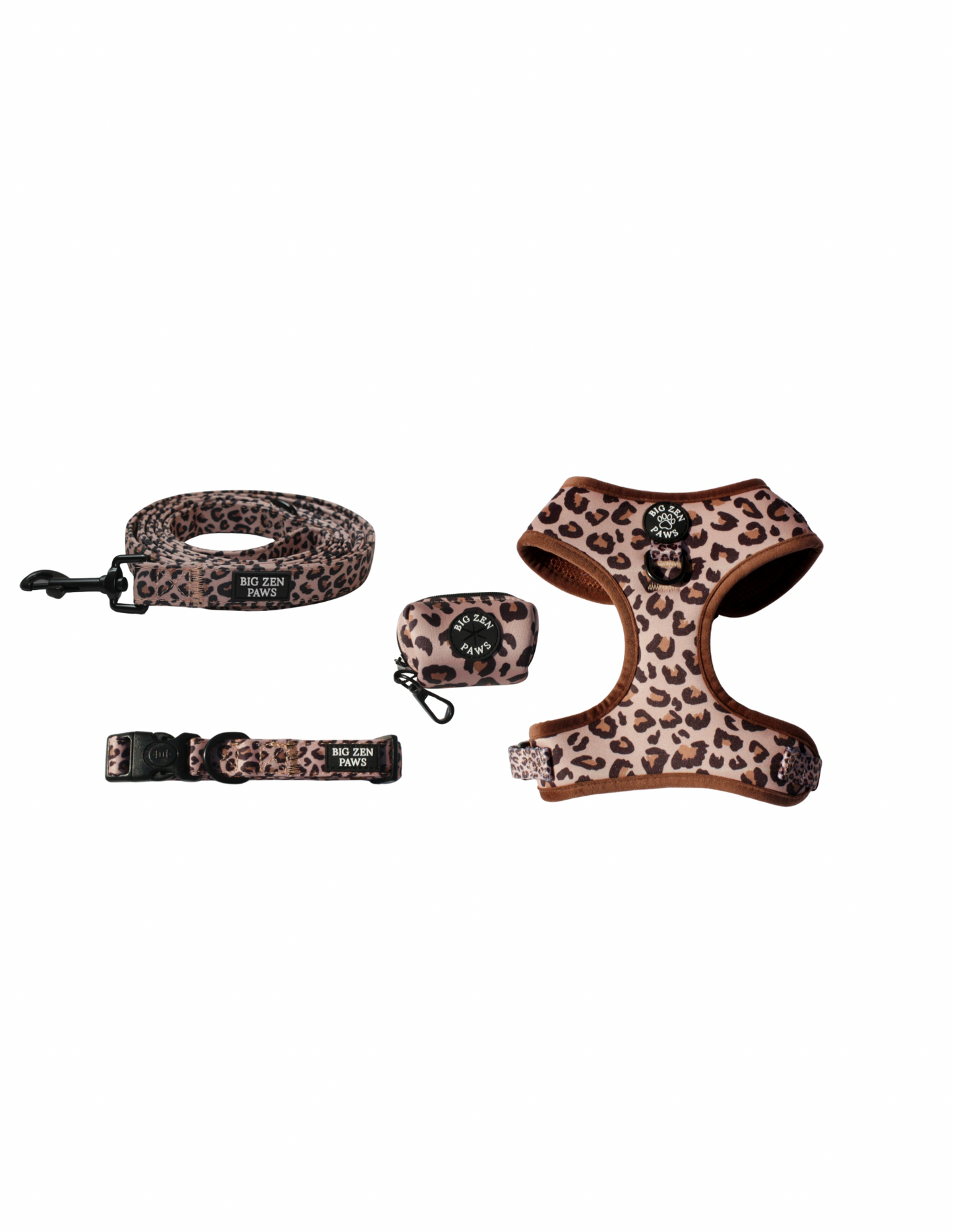 Safari Harness, Collar, Leash, & Poop Bag Holder Bundle