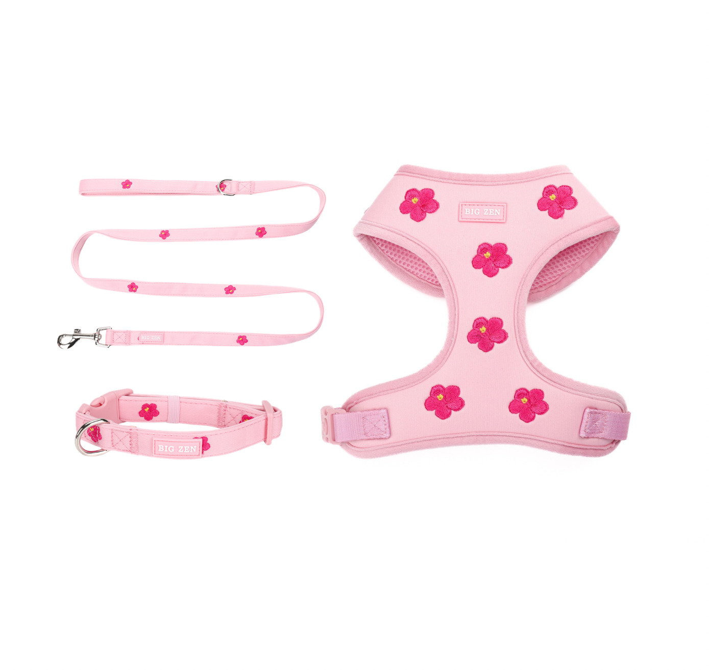 Pink Paradise Harness, Collar, Leash bundle
