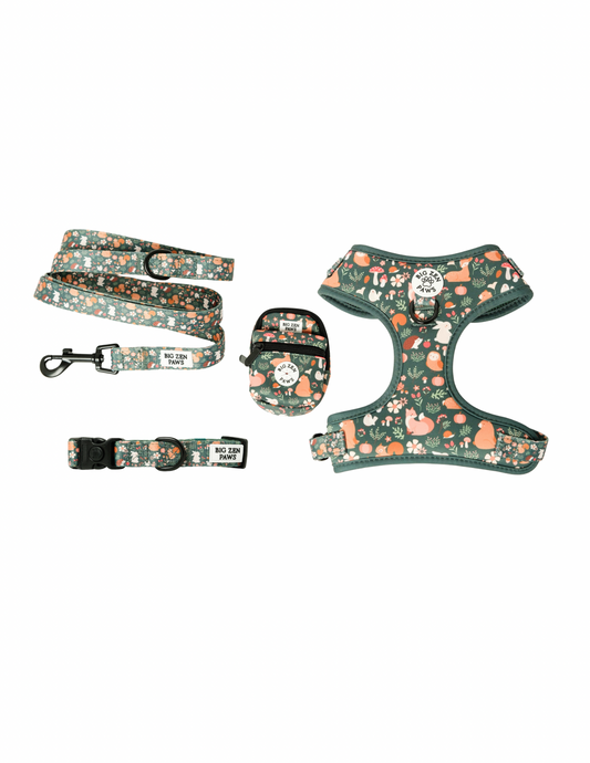 Forest Friends Harness, Collar, Leash, & Backpack bundle